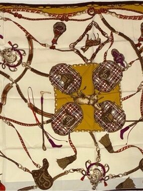 vintage silk Arc de Triomphe Equestrian Print Silk Scarf
